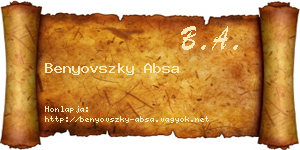 Benyovszky Absa névjegykártya
